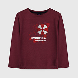 Лонгслив хлопковый детский Umbrella, цвет: меланж-бордовый