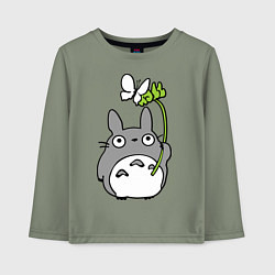 Лонгслив хлопковый детский Totoro и бабочка, цвет: авокадо