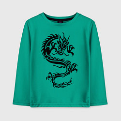 Лонгслив хлопковый детский Дракон орнамент, цвет: зеленый