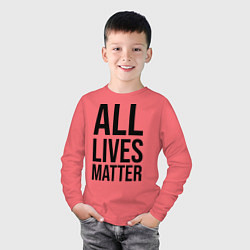 Лонгслив хлопковый детский ALL LIVES MATTER, цвет: коралловый — фото 2