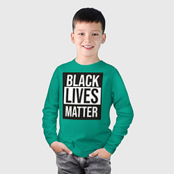 Лонгслив хлопковый детский BLACK LIVES MATTER, цвет: зеленый — фото 2