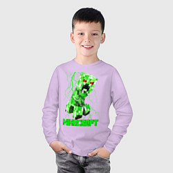 Лонгслив хлопковый детский MINECRAFT CREEPER, цвет: лаванда — фото 2