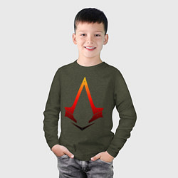 Лонгслив хлопковый детский Assassins Creed, цвет: меланж-хаки — фото 2
