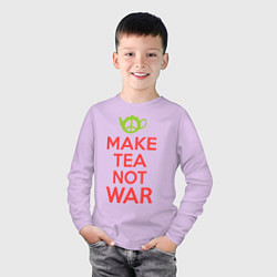 Лонгслив хлопковый детский Make tea not war, цвет: лаванда — фото 2