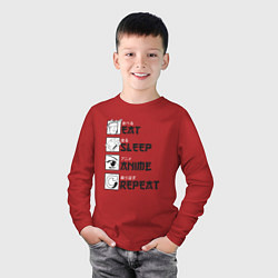 Лонгслив хлопковый детский Eat Sleep Anime Repeat, цвет: красный — фото 2