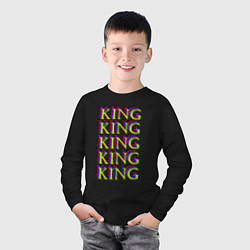 Лонгслив хлопковый детский KING, цвет: черный — фото 2
