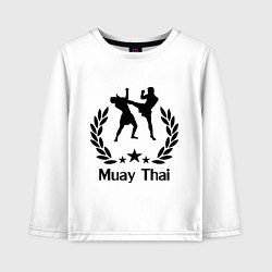 Лонгслив хлопковый детский Muay Thai: High Kick, цвет: белый