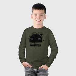 Лонгслив хлопковый детский BMW M5 E39, цвет: меланж-хаки — фото 2