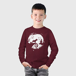 Лонгслив хлопковый детский Полнолуние Французский бульдог, цвет: меланж-бордовый — фото 2