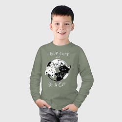 Лонгслив хлопковый детский Просто будь Котом, цвет: авокадо — фото 2