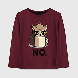 Лонгслив хлопковый детский Сова с кофе, цвет: меланж-бордовый