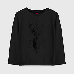 Лонгслив хлопковый детский Polygonal deer, цвет: черный