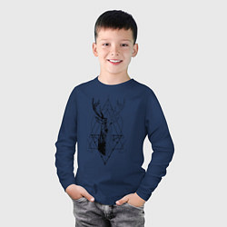 Лонгслив хлопковый детский Polygonal deer, цвет: тёмно-синий — фото 2