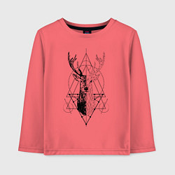 Лонгслив хлопковый детский Polygonal deer, цвет: коралловый