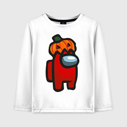 Лонгслив хлопковый детский HALLOWEEN IS AMONG US, цвет: белый