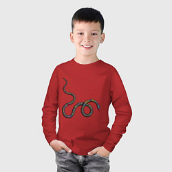 Лонгслив хлопковый детский Змея, цвет: красный — фото 2