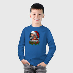Лонгслив хлопковый детский Дед Мороз Крик, цвет: синий — фото 2