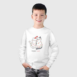 Лонгслив хлопковый детский Merry Cat, цвет: белый — фото 2