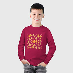 Лонгслив хлопковый детский Имбирные пряники, цвет: маджента — фото 2