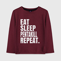 Лонгслив хлопковый детский EAT SLEEP PENTAKILL REPEAT, цвет: меланж-бордовый