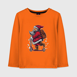 Лонгслив хлопковый детский Санта на самокате, цвет: оранжевый