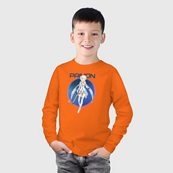 Лонгслив хлопковый детский Paimon, цвет: оранжевый — фото 2