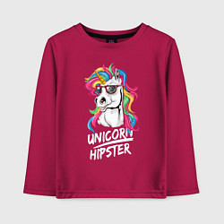 Лонгслив хлопковый детский Unicorn hipster, цвет: маджента