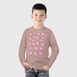 Лонгслив хлопковый детский Маленькие сердца, цвет: пыльно-розовый — фото 2