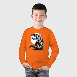 Лонгслив хлопковый детский Годзилла, цвет: оранжевый — фото 2