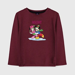 Лонгслив хлопковый детский Mickey & Minnie, цвет: меланж-бордовый
