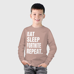 Лонгслив хлопковый детский EAT SLEEP FORTNITE REPEAT, цвет: пыльно-розовый — фото 2