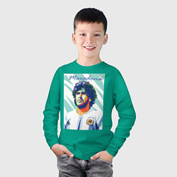 Лонгслив хлопковый детский Марадона золотой мальчик, цвет: зеленый — фото 2