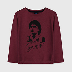 Лонгслив хлопковый детский Diego Maradona, цвет: меланж-бордовый