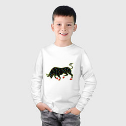 Лонгслив хлопковый детский Bull silhouette and garland, цвет: белый — фото 2