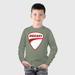 Лонгслив хлопковый детский Ducati Logo Дукати Лого Z, цвет: авокадо — фото 2