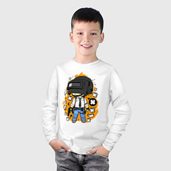 Лонгслив хлопковый детский PUBG, цвет: белый — фото 2