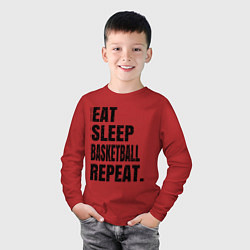 Лонгслив хлопковый детский EAT SLEEP BASKETBALL REPEAT, цвет: красный — фото 2