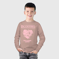 Лонгслив хлопковый детский BLACKPINK, цвет: пыльно-розовый — фото 2