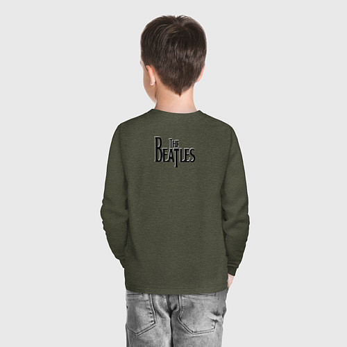 Детский лонгслив The Beatles автографы / Меланж-хаки – фото 4