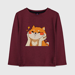 Лонгслив хлопковый детский Сиба Ину Милые Щечки, цвет: меланж-бордовый