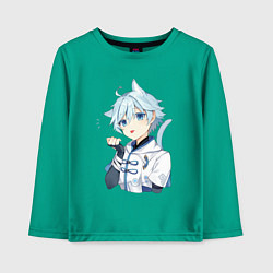 Лонгслив хлопковый детский Неко Чун Юнь, цвет: зеленый