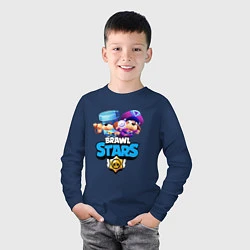 Лонгслив хлопковый детский Генерал Гавс - Brawl Stars, цвет: тёмно-синий — фото 2