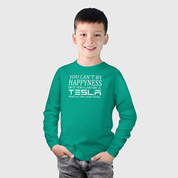 Лонгслив хлопковый детский Тесла счастье, цвет: зеленый — фото 2