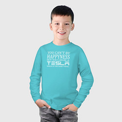 Лонгслив хлопковый детский Тесла счастье, цвет: бирюзовый — фото 2