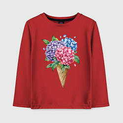 Лонгслив хлопковый детский Букет цветов в рожке, цвет: красный