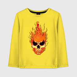 Лонгслив хлопковый детский Fire flame skull, цвет: желтый