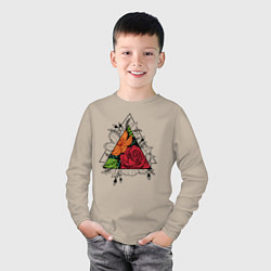 Лонгслив хлопковый детский Flower tattoo, цвет: миндальный — фото 2