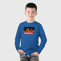 Лонгслив хлопковый детский DOOM Eternal логотип, цвет: синий — фото 2