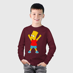 Лонгслив хлопковый детский Барт Симпсон, цвет: меланж-бордовый — фото 2