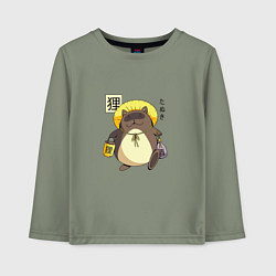 Лонгслив хлопковый детский Tanuki Yokai Japanese Demon, цвет: авокадо